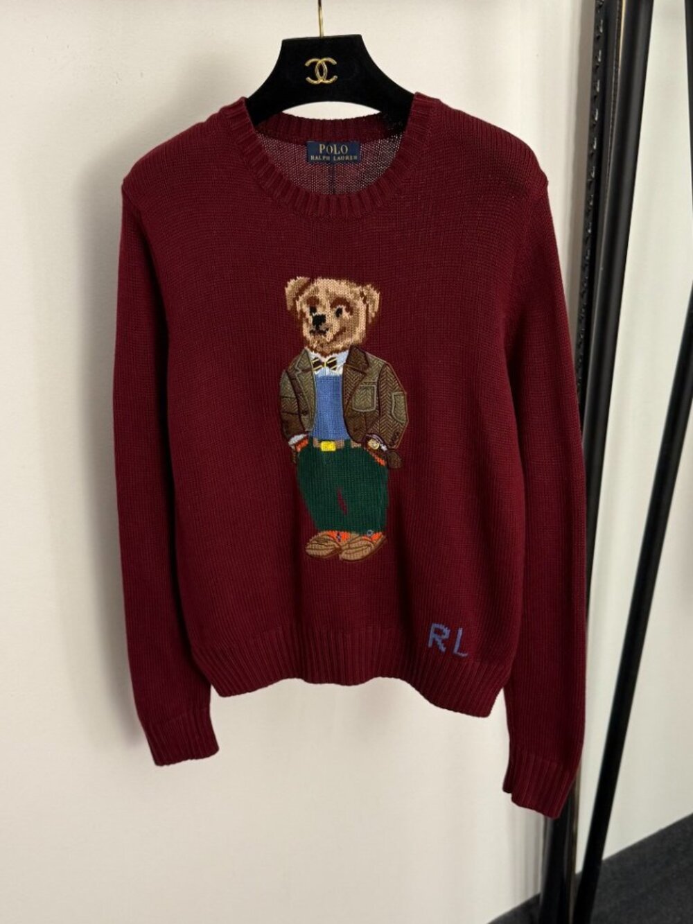 Polo Ralph Lauren Preppy Utility Bear Burgundy Crewneck Sweater